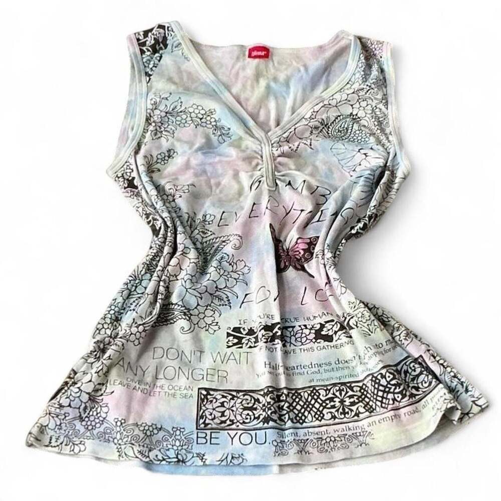 Glima Butterfly Floral Graphic Print Tank Top Size XL